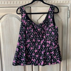 Torrid Disney Mickey Polka Dot Floral Peplum Top
